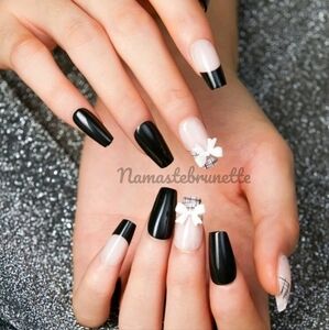 2/$16 3D Bows & Pearls Coffin Press on Nails